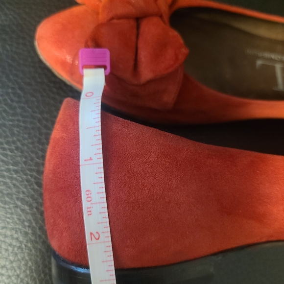 AGL Shimmering Red Suede Ballet Flats with Double Bow, Size 35.5 - Picture 9 of 14
